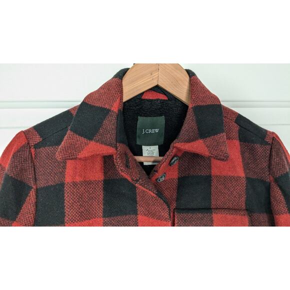 J. Crew Plaid Sherpa Lined Wool Blend Coat - Picture 2 of 8